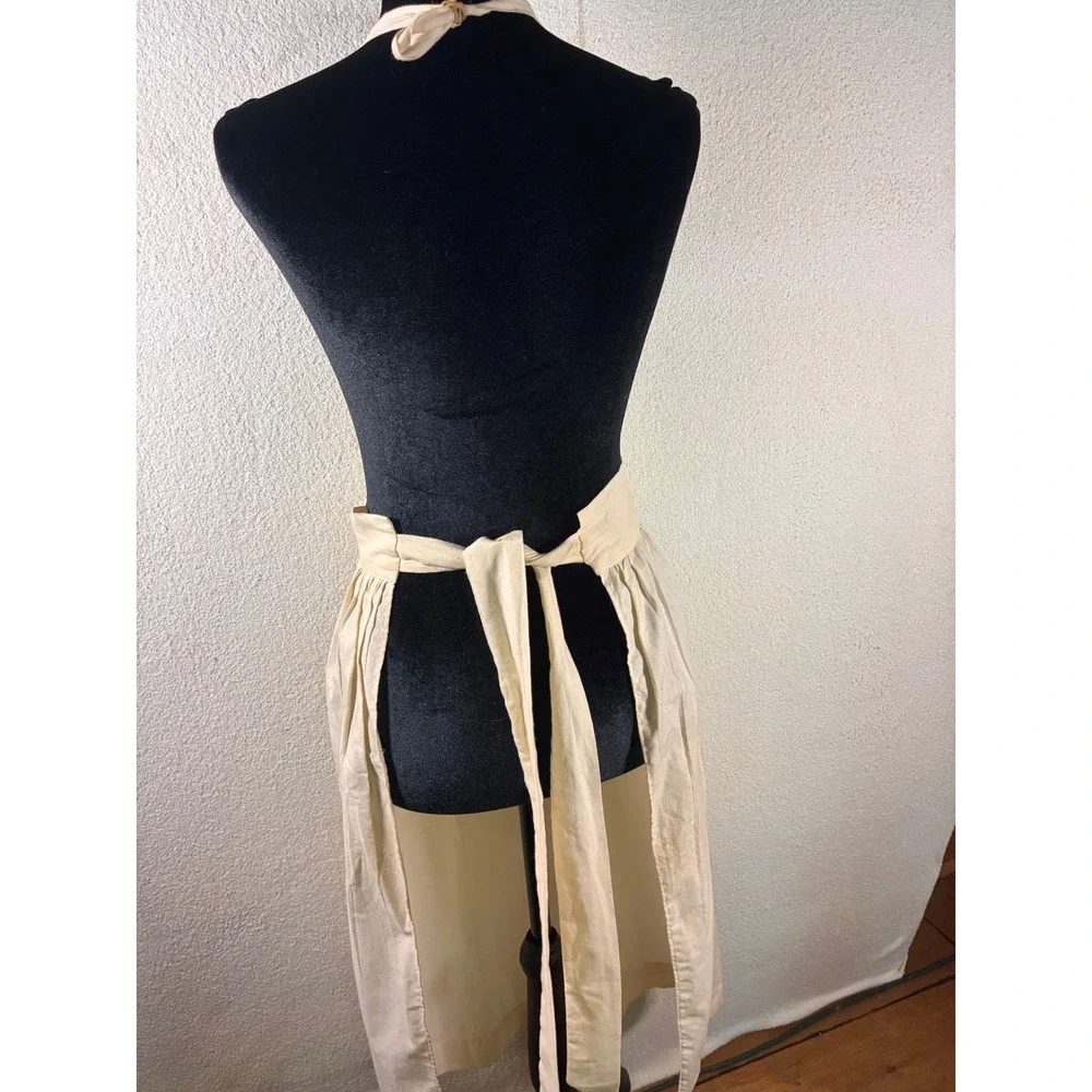 Unbranded Quilted Apron Women OS Cream Fair Cathedral Window Lace Trim Vintage